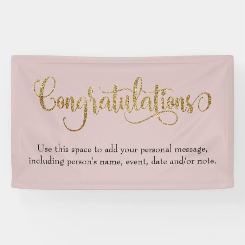 Swirling gold Glitter Congratulations Dusty Rose Banner