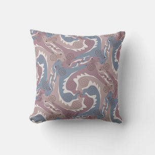 Swirling Hares Tesselation Blue Gray Pillow 1