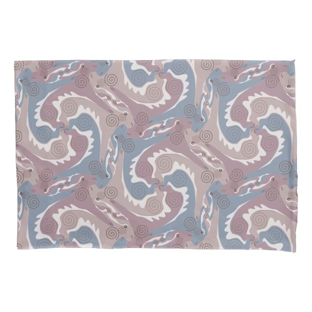 Swirling Hares Tesselation Blue Gray Pillow Case 1 (Front)
