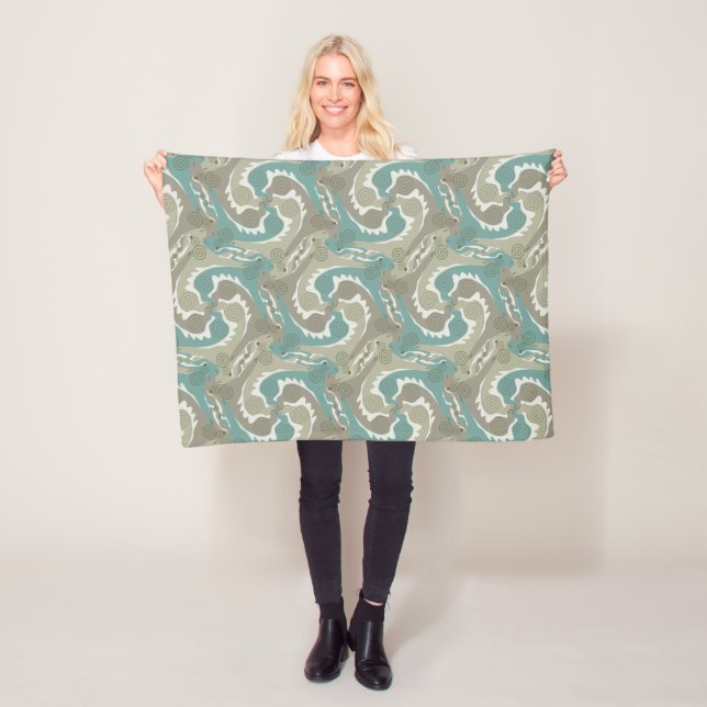 Swirling Hares Tesselation Soft Green Blanket 4 (In Situ)