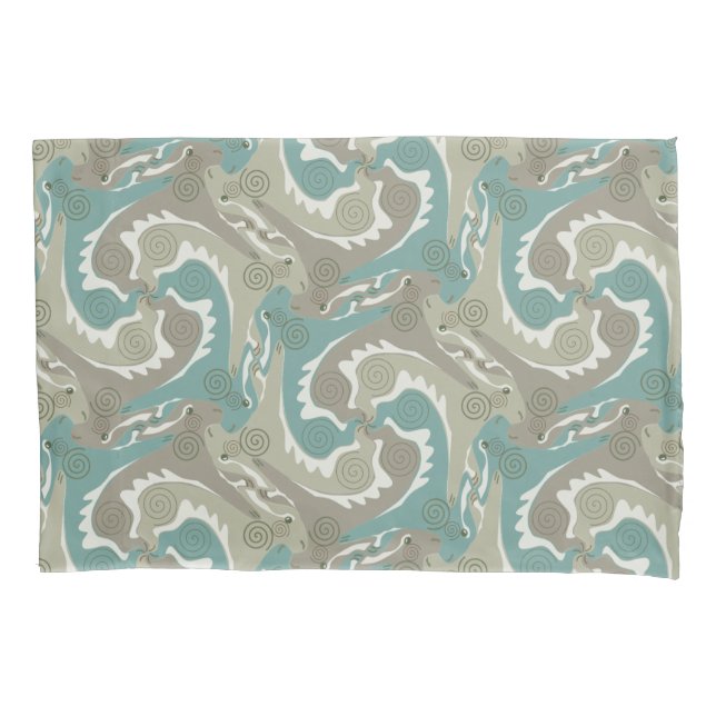 Swirling Hares Tesselation Soft Green Pillowcase 4 (Front)