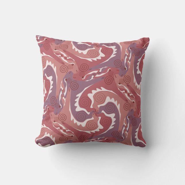 Swirling Hares Tesselation Soft red Pillow 8 (Front)