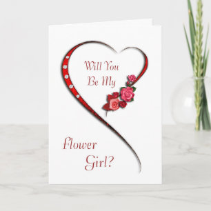 Swirling heart Flower Girl invitation
