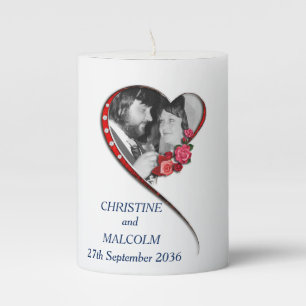 Swirling Heart Wedding Pillar Candle