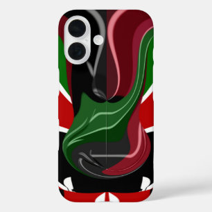 Swirling Kenyan Flag: A Modern Motif Art iPhone 16 Case