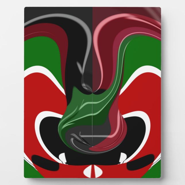 Swirling Kenyan Flag: A Modern Motif Art Plaque (Front)