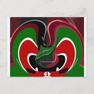 Swirling Kenyan Flag: A Modern Motif Art Postcard