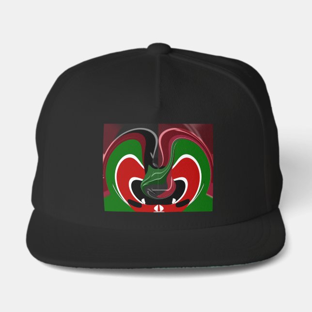 Swirling Kenyan Flag: A Modern Motif Art Snap Back Hat (Front)