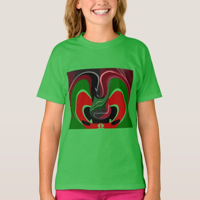Swirling Kenyan Flag: A Modern Motif Art T-Shirt (Front)