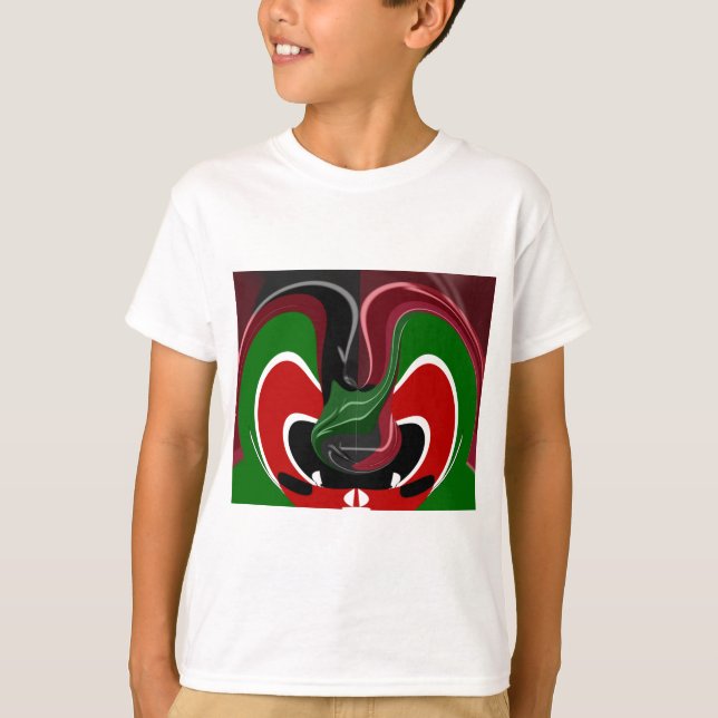Swirling Kenyan Flag: A Modern Motif Art T-Shirt (Front)