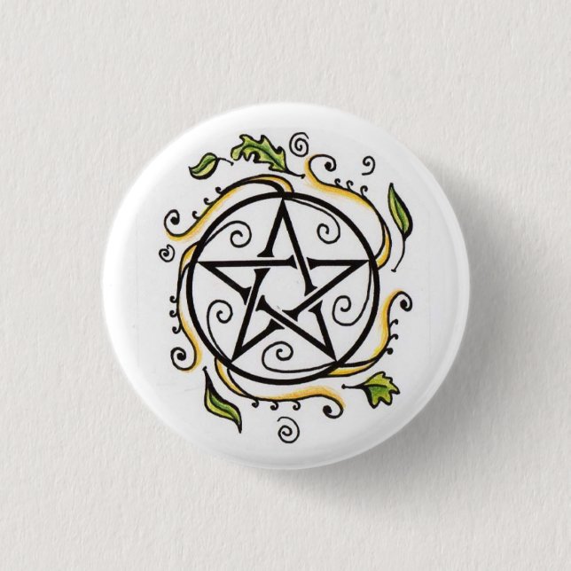 Swirling Leaves Pentacle Button (Front)