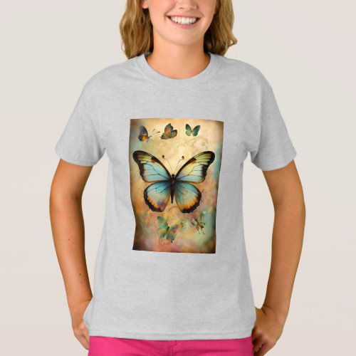 Swirling Magical Fairytale Printed Girls T_Shirt