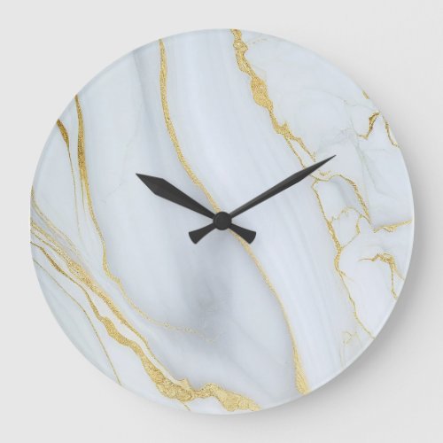 Swirling Marble and Gold Large Clock