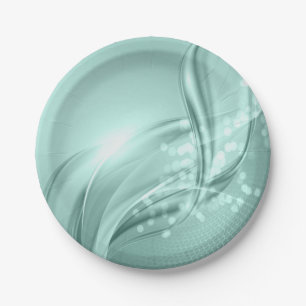 Swirling Mint Green Pattern Paper Plate