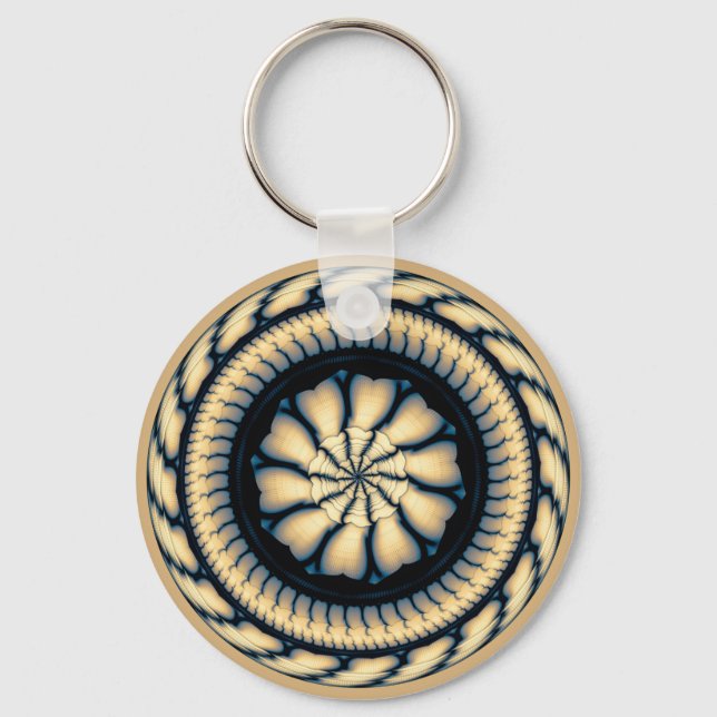 Swirling modern round ornament keychain (Front)