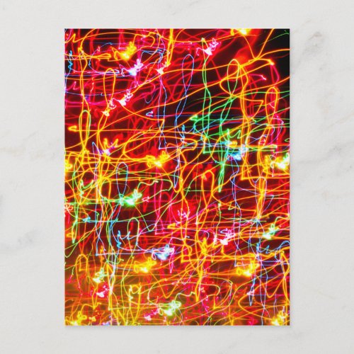 Swirling Neon Lights Glowing Postcard