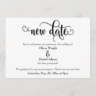 Swirling New Date Postponed Wedding Announcement
