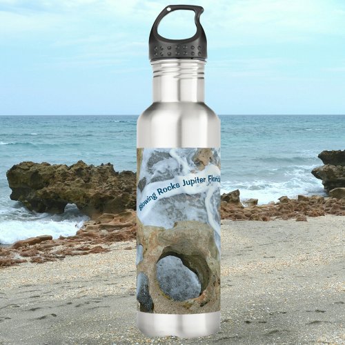 Swirling Ocean Blowing Rocks Jupiter Florida Stainless Steel Water Bottle