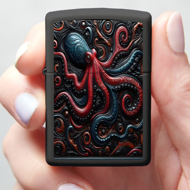 Swirling Octopus: A Colorful Vision Zippo Lighter (In Hand)