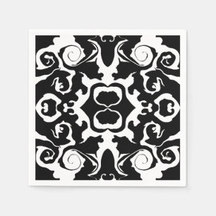 Swirling Pattern in Black and White Napkins