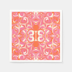 Swirling Pattern in Pink, Orange and Cream Napkins