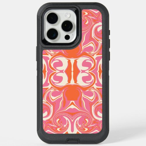 Swirling Pattern in Pink Orange and Cream iPhone 15 Pro Max Case