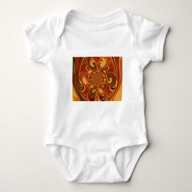 Swirling Pattern  Shades of Orange, Brown, green Baby Bodysuit (Front)