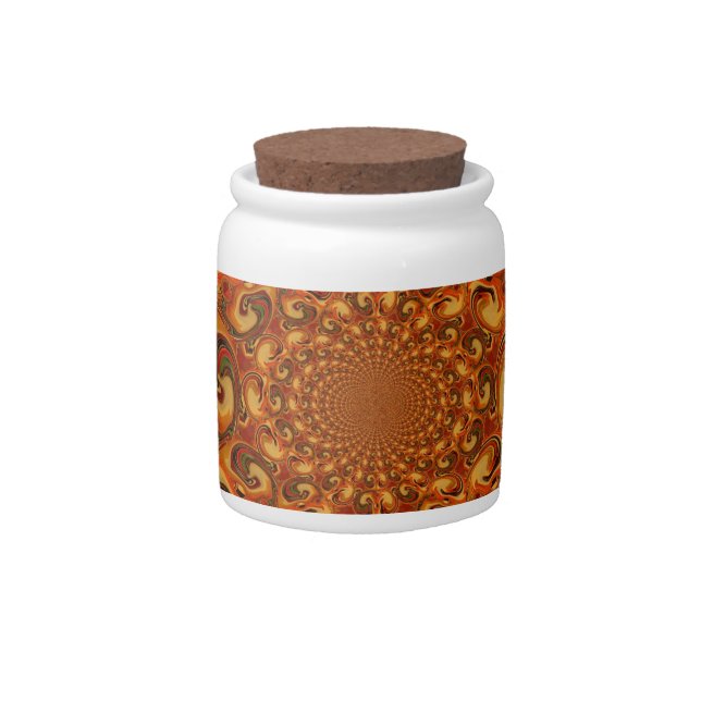 Swirling Pattern: Shades of Orange, Brown & Green Candy Jar (Front)