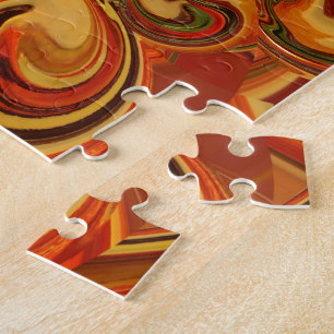 Swirling Pattern: Shades of Orange, Brown & Green Jigsaw Puzzle