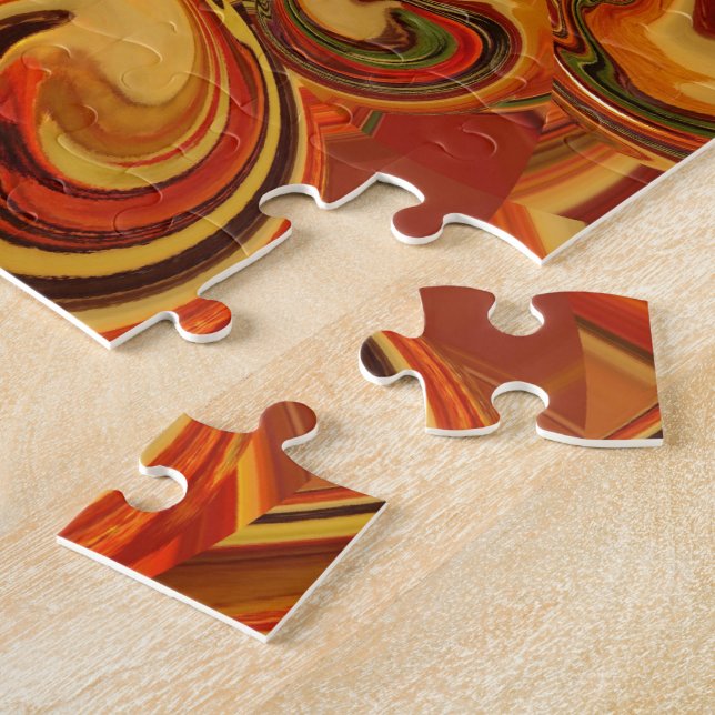 Swirling Pattern: Shades of Orange, Brown & Green Jigsaw Puzzle (Side)