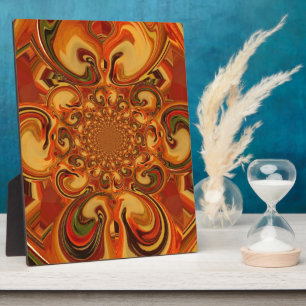 Swirling Pattern: Shades of Orange, Brown & Green Plaque