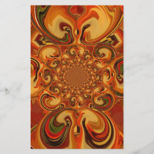 Swirling Pattern: Shades of Orange, Brown & Green Stationery