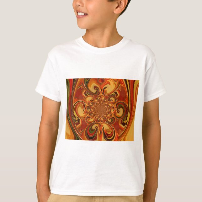 Swirling Pattern: Shades of Orange, Brown & Green T-Shirt (Front)