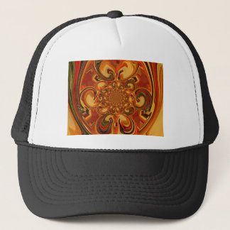 Swirling Pattern Shades of Orange, Brown, & Green Trucker Hat