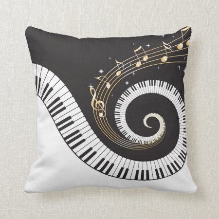 Swirling Piano Keys Throw Pillow