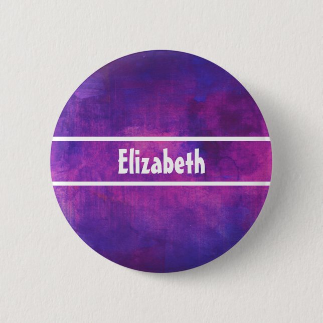 Swirling Pink Purple Watercolors Personalized Pinback Button (Front)