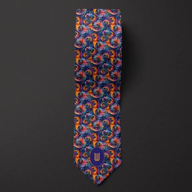 Swirling Pop Art Fractals Neck Tie (Creator Uploaded)