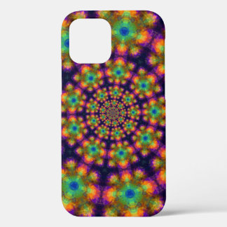 Swirling Purple Green Kaleidoscope Pattern iPhone 12 Case