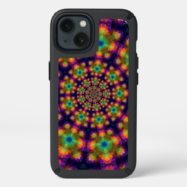 Swirling Purple Green Kaleidoscope Pattern Speck iPhone 13 Case (Front)