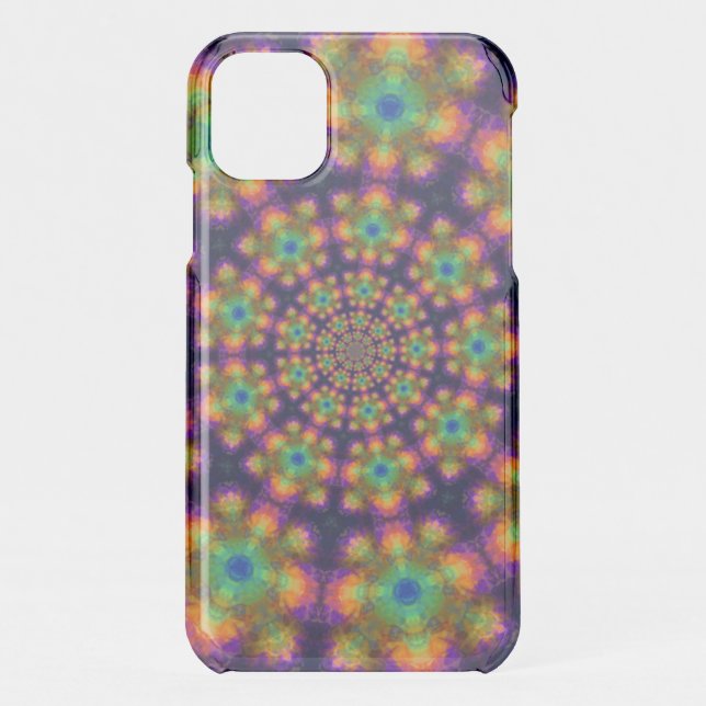 Swirling Purple Green Kaleidoscope Pattern Uncommo Uncommon iPhone Case (Back)