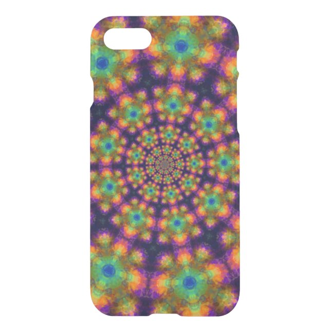 Swirling Purple Green Kaleidoscope Pattern Uncommon iPhone Case (Back)