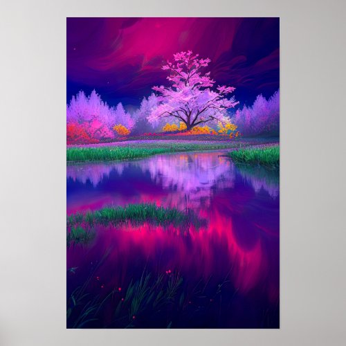 Swirling Purple Hues in the Meadow at Dusk Poster