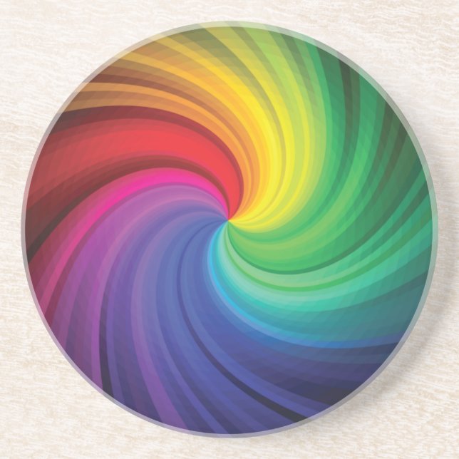 Swirling Rainbow of Colors Drink Coaster (Front)