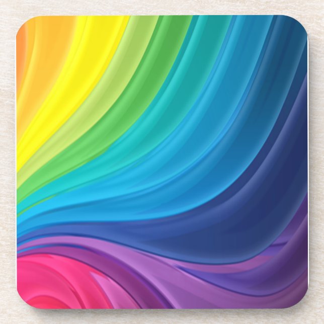 Swirling Rainbow of Paint Beverage Coaster (Front)