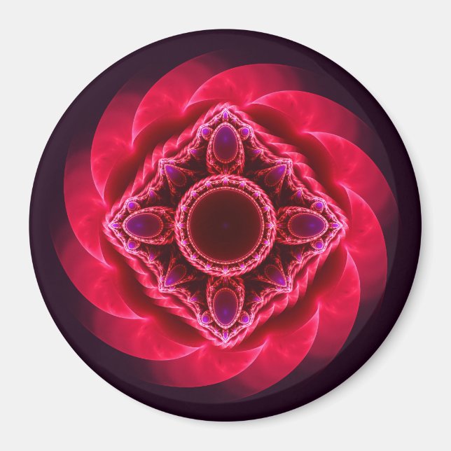 Swirling red ornament magnet (Front)
