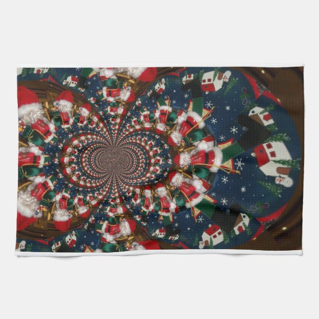 Swirling Santa Magic: Holiday Mugs & Kitchen Ideas Towel (Horizontal)