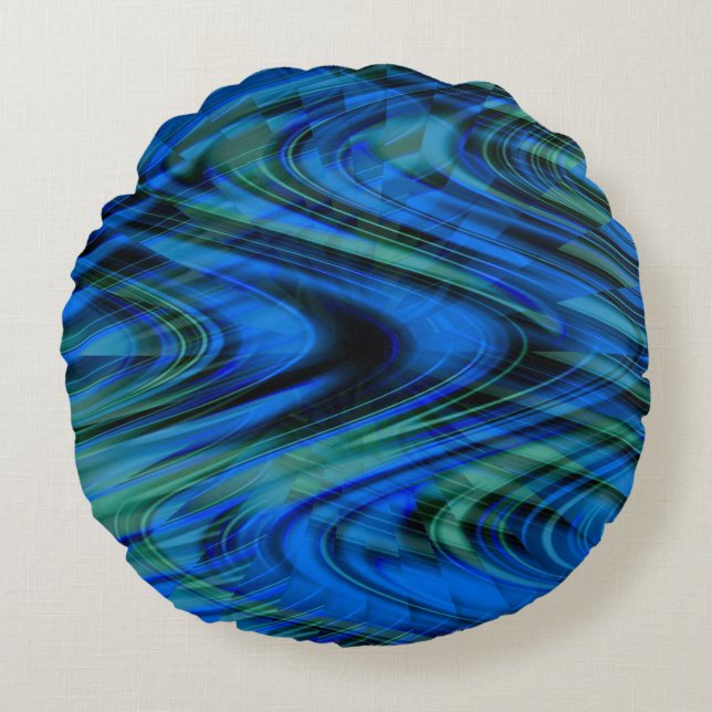 Swirling Seas...... Round Pillow (Front)