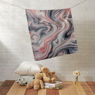 Swirling Shades of Pink, Grey, and White Baby Blanket