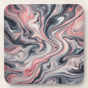 Swirling Shades of Pink, Grey, and White Beverage Coaster