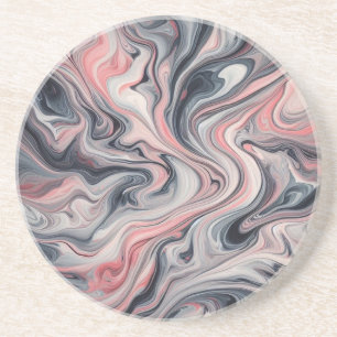 Swirling Shades of Pink, Grey, and White Coaster